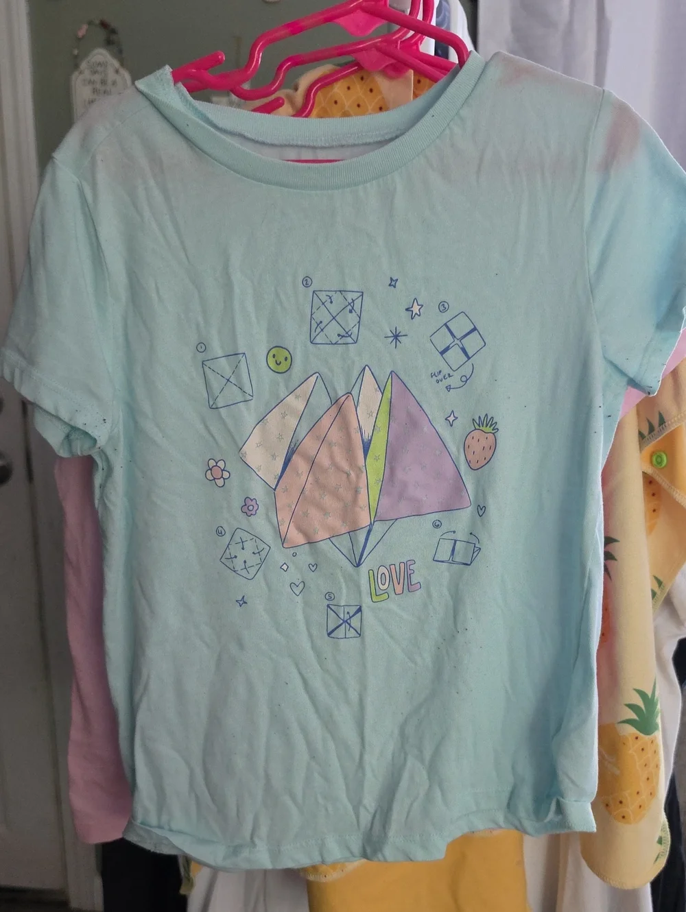 Carter's Mint Short-Sleeve Tee with Pastel Origami Heart Graphic